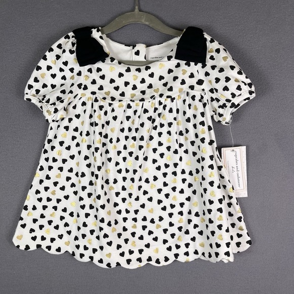 Cupcakes and Cashmere Other - NWT Cupcakes and Cashmere Baby Girls 5T Heart Print Dress Velvet Bows